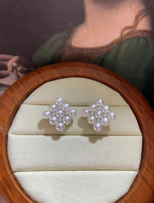 Star-Burst Freshwater Akoya-Style Pearl Stud Earrings（星芒淡水AK珍珠耳钉）