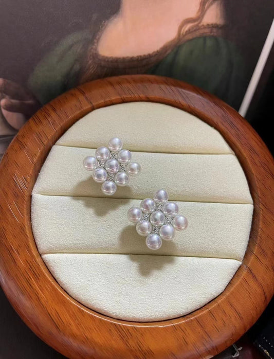 Star-Burst Freshwater Akoya-Style Pearl Stud Earrings（星芒淡水AK珍珠耳钉）