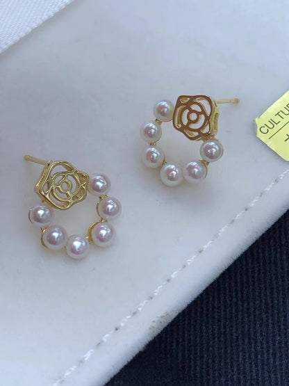 Exquisite Rose Wreath Stud Earrings（精致玫瑰花圈圈耳钉）