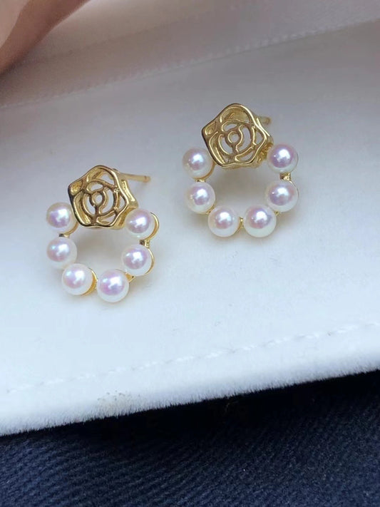Exquisite Rose Wreath Stud Earrings（精致玫瑰花圈圈耳钉）