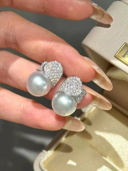 "Venus" Australian White Pearl Stud Earrings（澳白“维纳斯‘’珍珠耳钉）