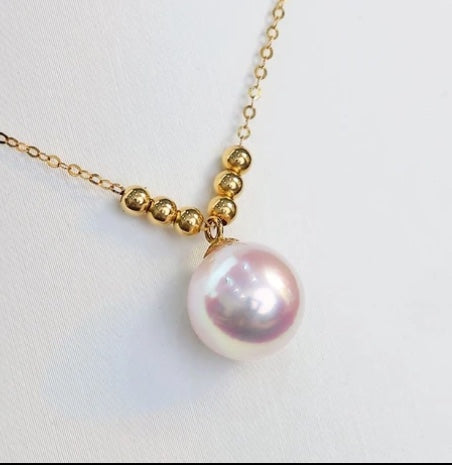 9–10mm Edison Pearl Pendant with 18K Gold Setting（9-10mm18k金豆爱迪生吊坠）