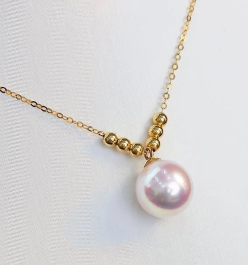 9–10mm Edison Pearl Pendant with 18K Gold Setting（9-10mm18k金豆爱迪生吊坠）