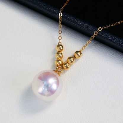 9–10mm Edison Pearl Pendant with 18K Gold Setting（9-10mm18k金豆爱迪生吊坠）